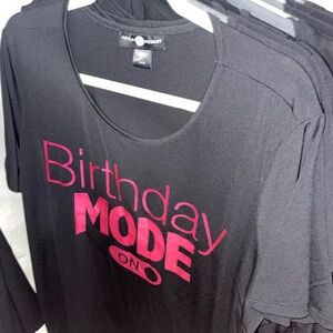 Ashley Stewart Black and Pink Graphic Tee “ Birthday MODE.”